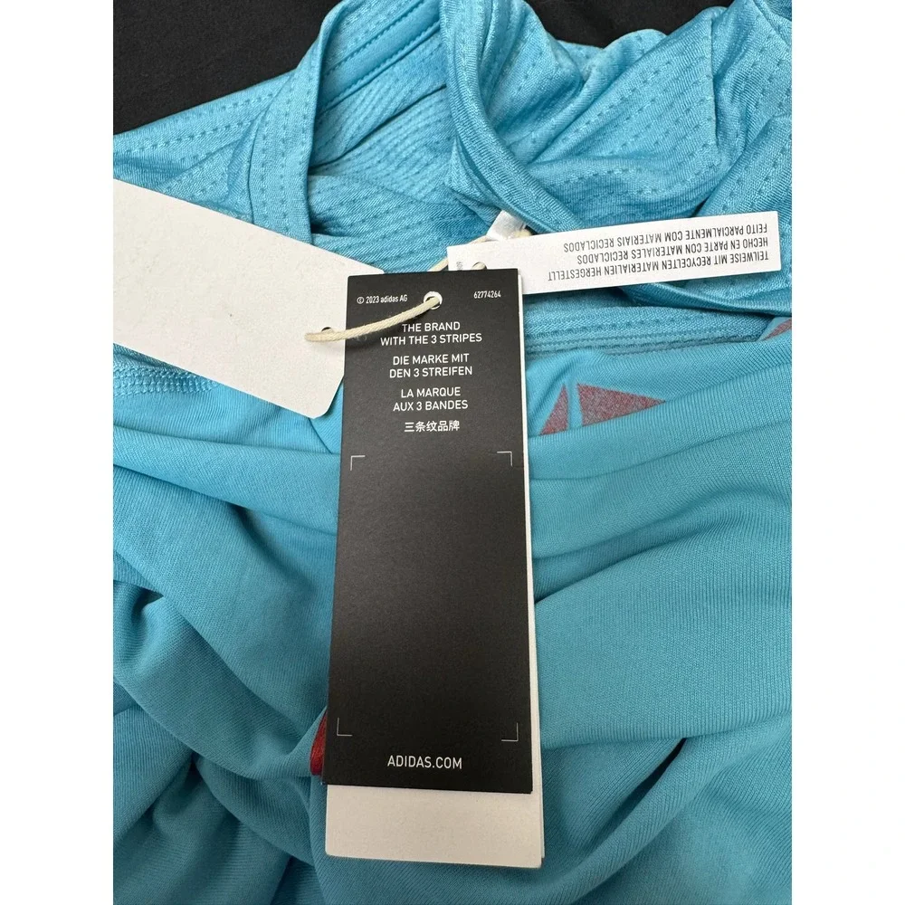 Adidas Aeroready ATL Graphic T-Shirt‎ Light Blue Red IC7625 Mens 3XL NEW